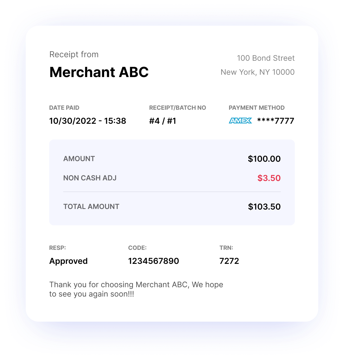 Sample receipt