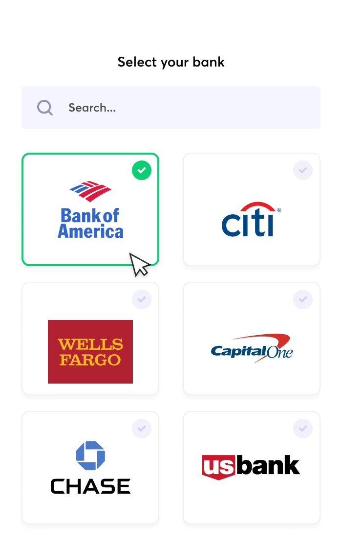 The recipient selects their financial institution