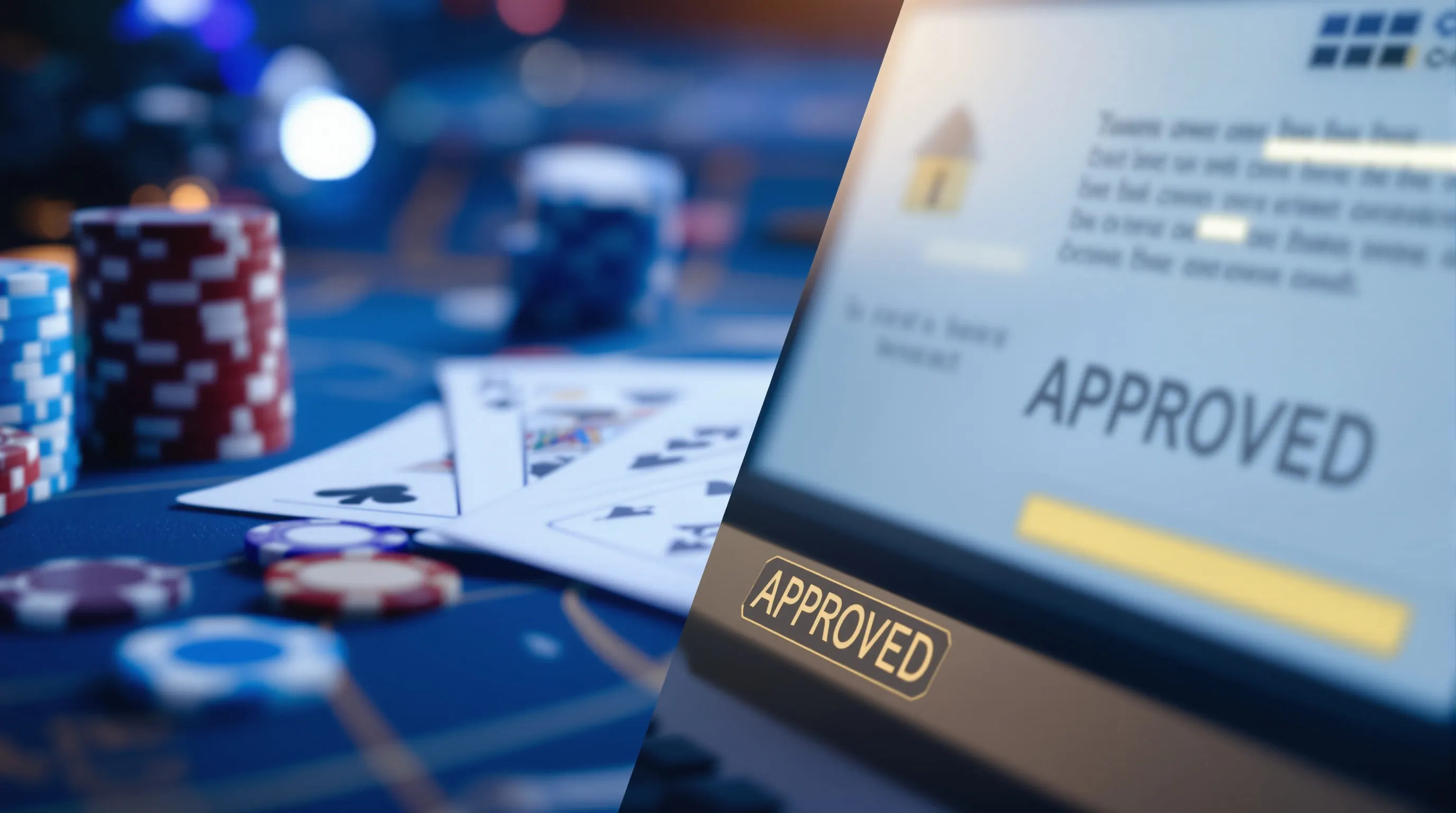 Gambling license and payment processing approval visualization